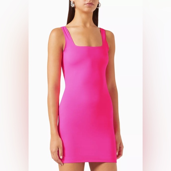 GOOD AMERICAN SCUBA MODERN TANK MINI DRESS | KNOCKOUT-PINK | NEW/NWOT!💗🩷💗 - Picture 1 of 16